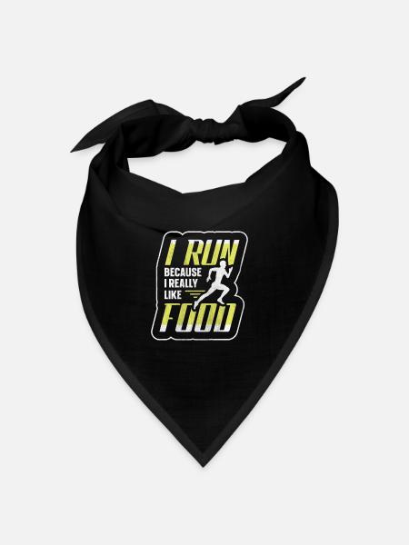 I Run Because I Really Like Food Lustiges Läufer - Bandana Dreieckstuch - Schwarz