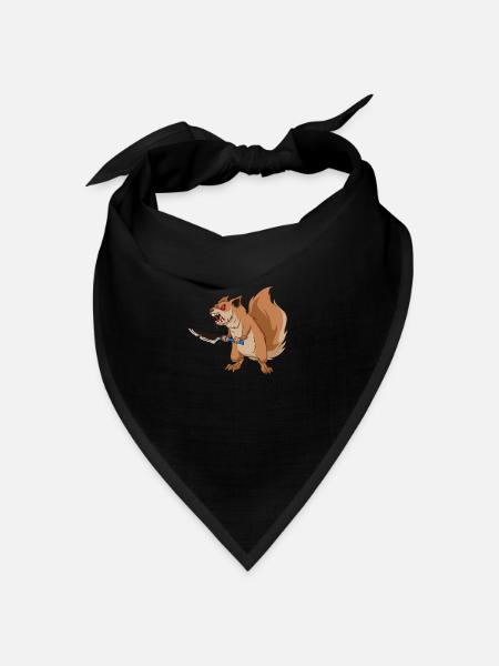 Monster Tiere - Horror Messer Eichhörnchen - Bandana Dreieckstuch - Schwarz