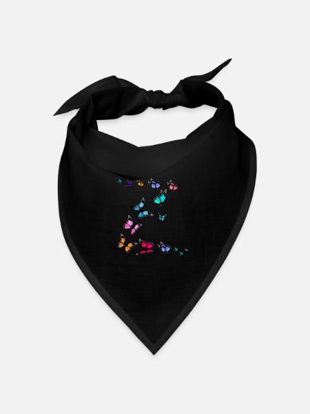 Bunte Schmetterlinge Frauen Mädchen - Bandana Dreieckstuch - Schwarz