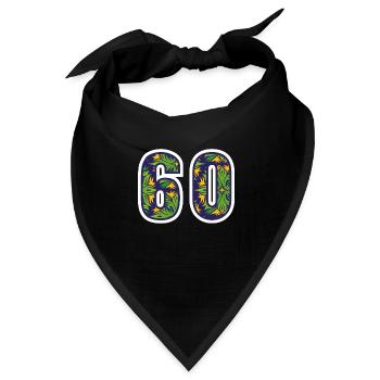 60 Zahl Grün - Bandana Dreieckstuch - Schwarz - Vorne