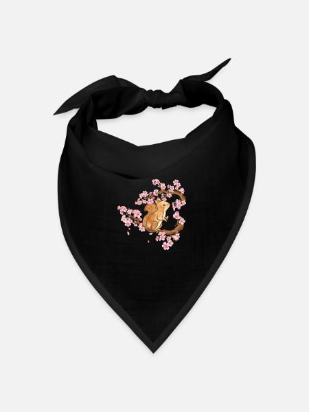 Japan Kirschblüte Eichhörnchen Japanische Kunst - Bandana Dreieckstuch - Schwarz