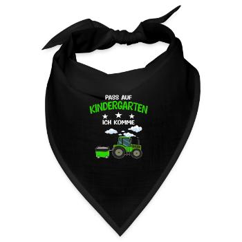 Kindergarten Traktor Kita Anfänger Geschenk - Bandana Dreieckstuch - Schwarz - Vorne