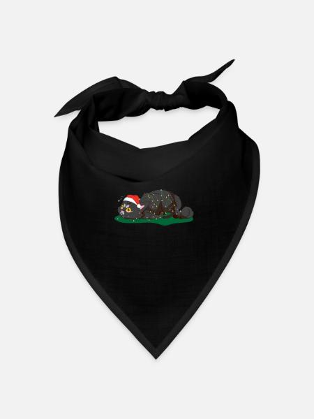 Katzen Weihnachten Kätzchen Lichterkette Ugly Xmas - Bandana Dreieckstuch - Schwarz