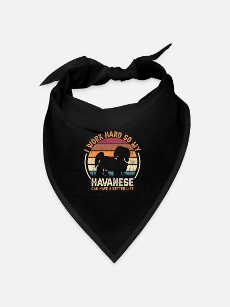 Hart Arbeiten - Retro Havanese - Bandana Dreieckstuch - Schwarz