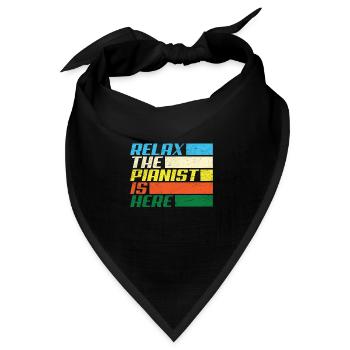 Lustiges Klavierspieler Klavier Piano Pianist - Bandana Dreieckstuch - Schwarz - Vorne