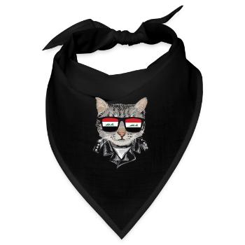 Katzen -Irak -Flagge Sonnenbrille - Bandana Dreieckstuch - Schwarz - Vorne