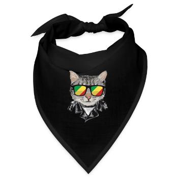 Cat-Sonnenbrille Mit Kongo-Flagge - Bandana Dreieckstuch - Schwarz - Vorne