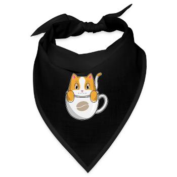 Katze Kaffee Tasse - Bandana Dreieckstuch - Schwarz - Vorne