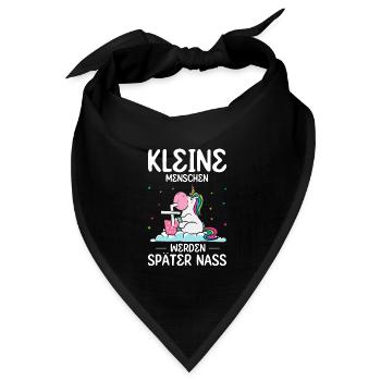 Einhorn Kleine Menschen werden später nass - Bandana Dreieckstuch - Schwarz - Vorne