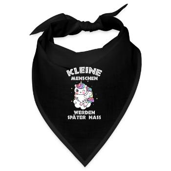 Einhorn Kleine Menschen werden später nass - Bandana Dreieckstuch - Schwarz - Vorne