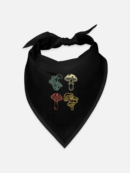 Vintage Pilze sammeln Pilzsammler - Bandana Dreieckstuch - Schwarz