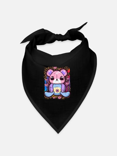 Kawaii Goth Teddybär - Bandana Dreieckstuch - Schwarz