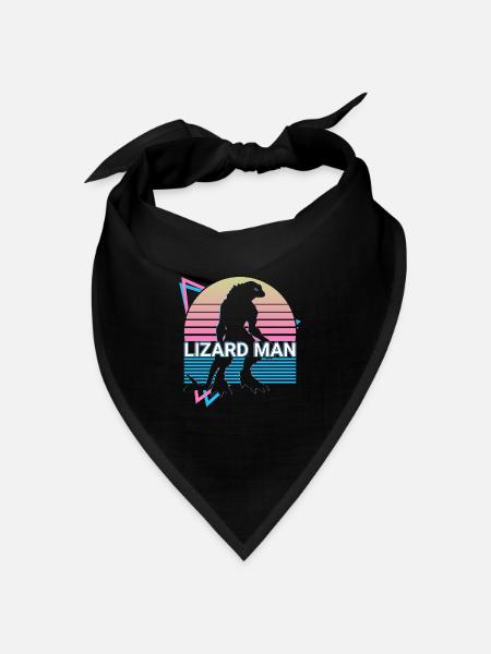 Eidechsenmann Kryptide Kryptozoologie Retro - Bandana Dreieckstuch - Schwarz