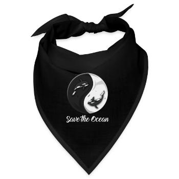 Wal Forscher Tierschutz Orca Wale sauberer Ozean - Bandana Dreieckstuch - Schwarz - Vorne