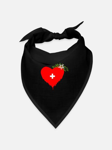 Schweizer Herz - Bandana Dreieckstuch - Schwarz