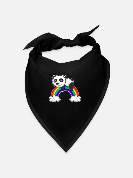 Regenbogen Panda - Bandana Dreieckstuch - Schwarz