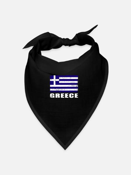 Griechenland Flagge Grunge Griechenland Fahne - Bandana Dreieckstuch - Schwarz