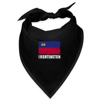 Liechtenstein Flagge Grunge Liechtenstein Fahne - Bandana Dreieckstuch - Schwarz - Vorne