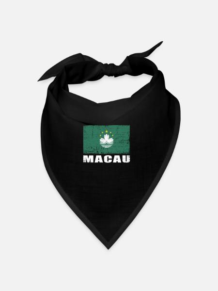 Macau Flagge Grunge Macau Fahne - Bandana Dreieckstuch - Schwarz