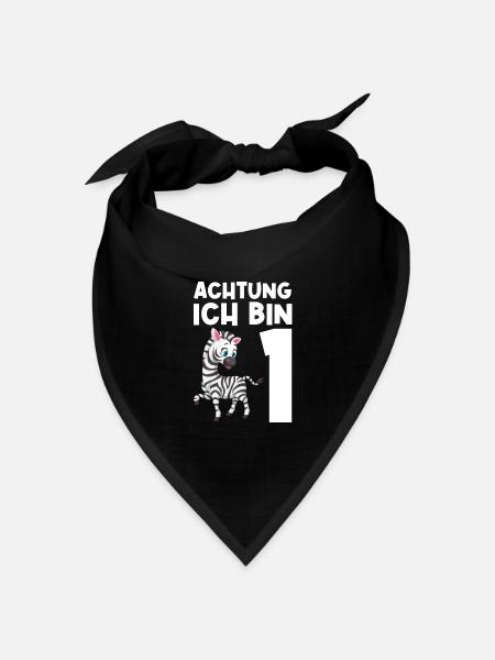 1.Geburtstag Zebra 1 Jahr Geschenk - Bandana Dreieckstuch - Schwarz