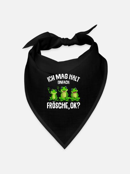 Frosch Ich mag halt Frösche Damen Mädchen Kinder - Bandana Dreieckstuch - Schwarz
