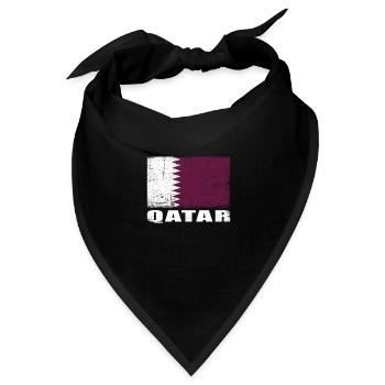 Katar Flagge Grunge Katar Fahne - Bandana Dreieckstuch - Schwarz - Vorne