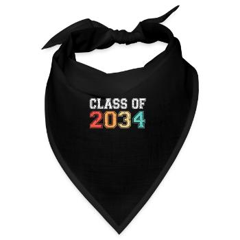Klasse von 2034 Abschluss Retro Vintage - Bandana Dreieckstuch - Schwarz - Vorne