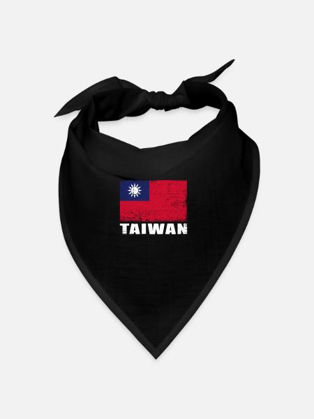 Taiwan Flagge Grunge Taiwan Fahne - Bandana Dreieckstuch - Schwarz