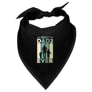 Bester Vater Aller Zeiten Retro Zwei Kinder Bester - Bandana Dreieckstuch - Schwarz - Vorne