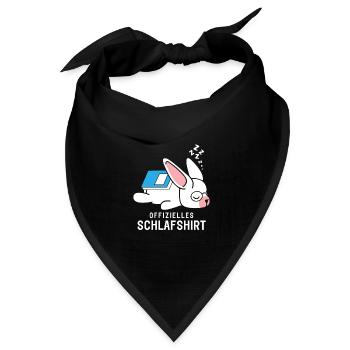 Offizielles Schlafshirt Schlafanzug Hase mit Buch - Bandana Dreieckstuch - Schwarz - Vorne