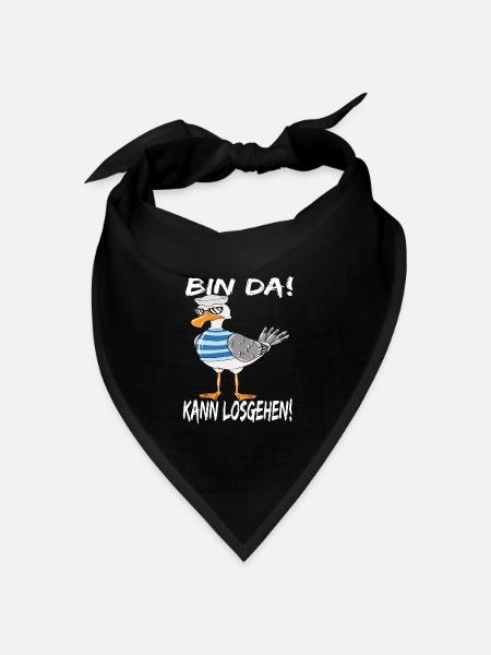 Nordsee Möwe Ostsee Urlaub Bin Da Kann Losgehen - Bandana Dreieckstuch - Schwarz