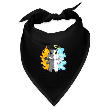 Nilpferd - Engel und Teufel - Bandana Dreieckstuch - Schwarz - Vorne