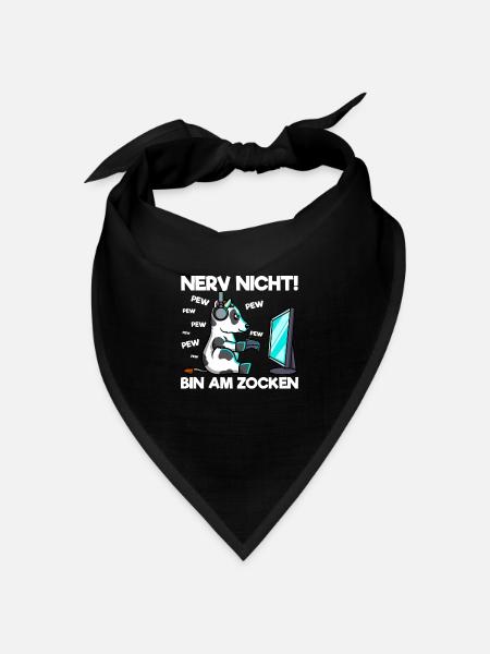 Nerv nicht bin am Zocken Gaming Kuh - Bandana Dreieckstuch - Schwarz