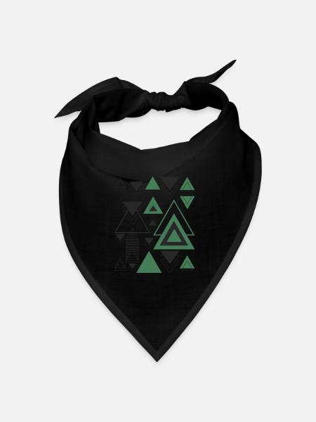 Dreiecke Minimalistische Geometrie Schwarz Abstrakt Grün - Bandana Dreieckstuch - Schwarz