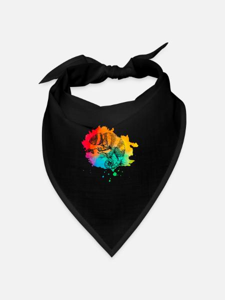 Chamäleon Retro - Bandana Dreieckstuch - Schwarz