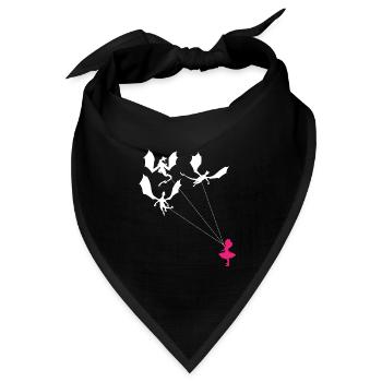 Lustiges Trendiges Kleines Mädchen Mit Drachen - Bandana Dreieckstuch - Schwarz - Vorne