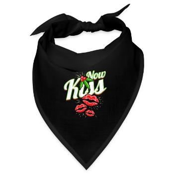 Now Kiss Mistletoe For A Merry Christmas - Bandana Dreieckstuch - Schwarz - Vorne