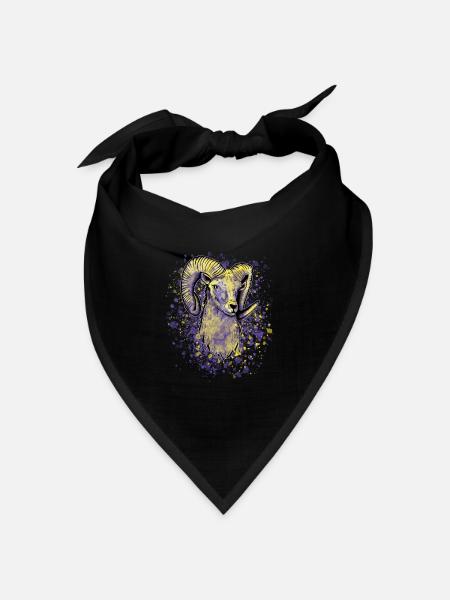 Bunter Widder Sternzeichen - Bandana Dreieckstuch - Schwarz