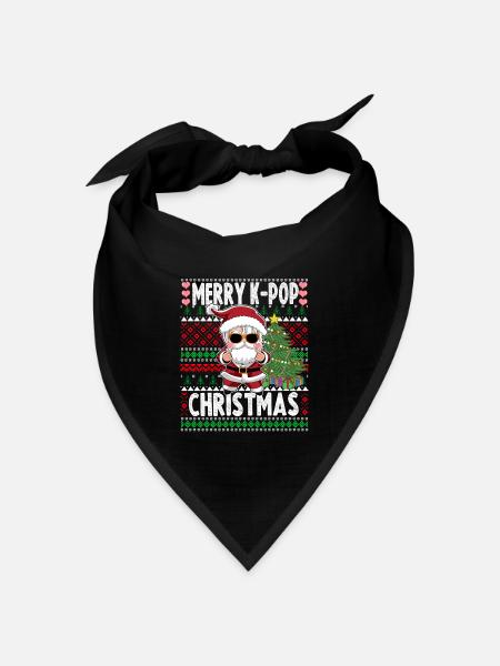 Hässlicher Weihnachtspullover Design K-Pop Weihnachtsmann - Bandana Dreieckstuch - Schwarz