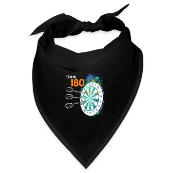Team 180 Darts 180er Dartscheibe 180 in Dart - Bandana Dreieckstuch - Schwarz - Vorne