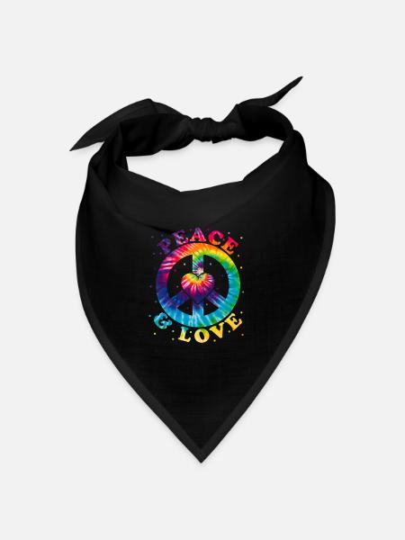 Frieden Liebe Hippie - Bandana Dreieckstuch - Schwarz