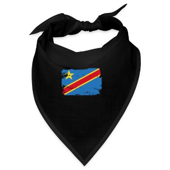 Offizielle Flagge der Demokratischen Republik Kongo - Bandana Dreieckstuch - Schwarz - Vorne