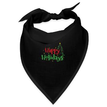 Happy Holidays Weihnachten Familienzeit - Bandana Dreieckstuch - Schwarz - Vorne