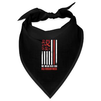 Red Flag Ribbon Heart Week Awareness Wear Red - Bandana Dreieckstuch - Schwarz - Vorne