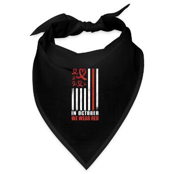 Red Flag Ribbon Heart Week In October Wear Red - Bandana Dreieckstuch - Schwarz - Vorne