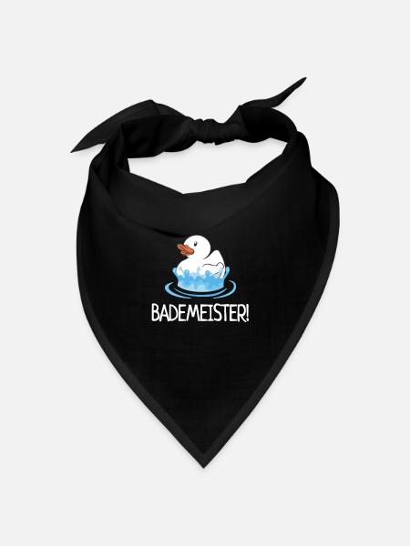 Bademeister Quietscheente Schwimmbad Enten - Bandana Dreieckstuch - Schwarz