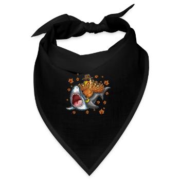Truthahn Weißer Hai Erntedankfest Kindershirt - Bandana Dreieckstuch - Schwarz - Vorne