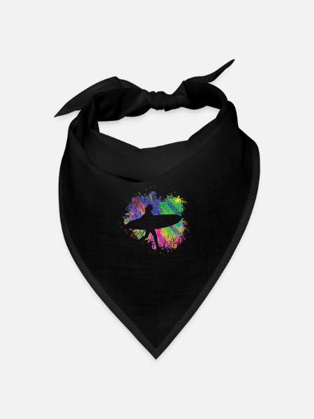 Sommersurfer Mit Brett Bunt - Bandana Dreieckstuch - Schwarz