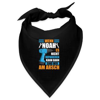 Noah Vorname Name Geburtstag Reparieren - Bandana Dreieckstuch - Schwarz - Vorne