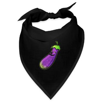 Eggplant Aubergine Jack O Lantern Face Costume - Bandana Dreieckstuch - Schwarz - Vorne